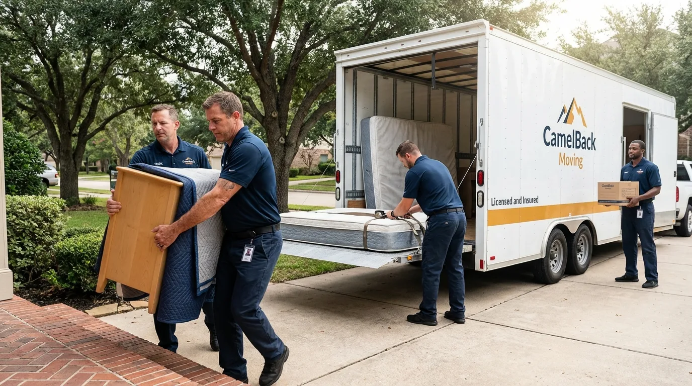 Crew loading residential truck for cross-state move from Pearl City, HI