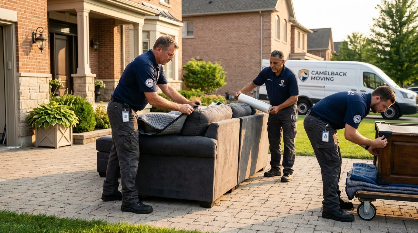 Large estate moving crew wrapping furniture in Pearl City, HI