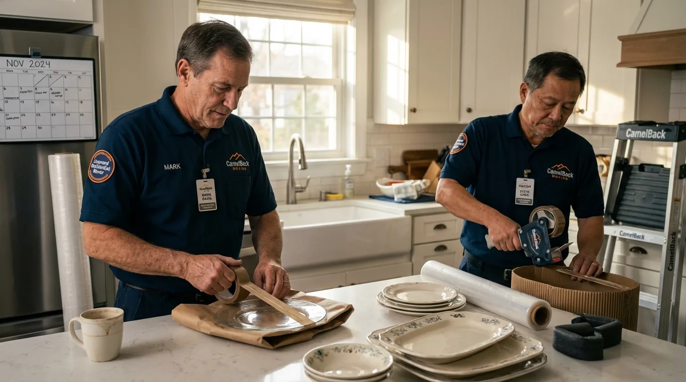 Professional crew packing kitchen dishware in Pearl City, HI